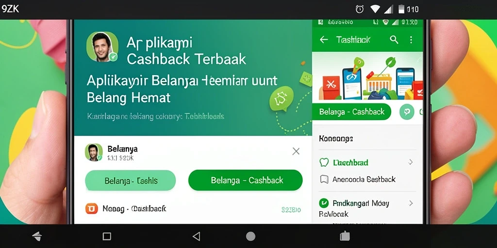 Tampilan antarmuka aplikasi 9ZK dengan fitur cashback.