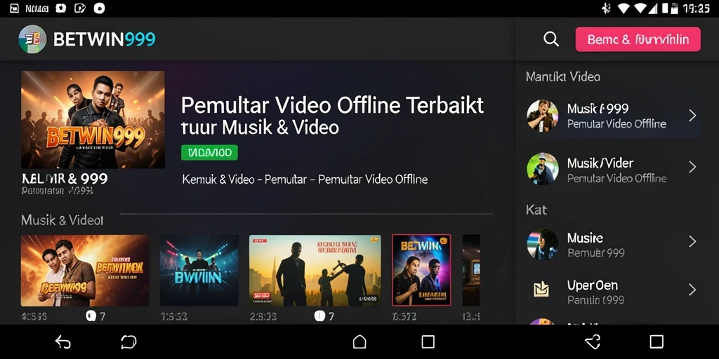 Tampilan antarmuka BETWIN999 yang sederhana dan intuitif untuk Pemutar Video Offline.