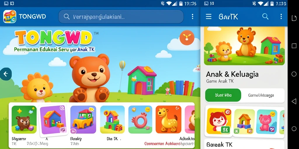 Antarmuka aplikasi TONGWD yang interaktif dan menarik untuk anak-anak.