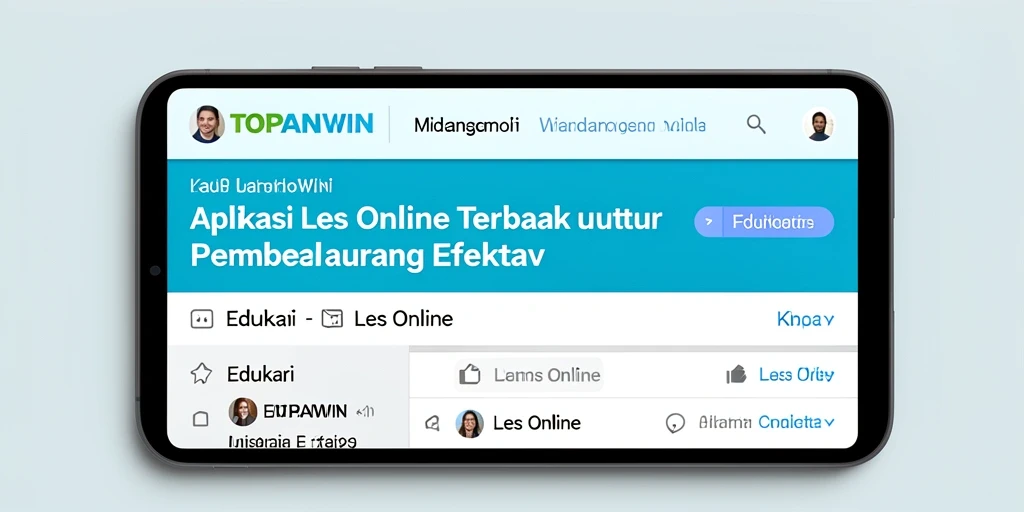 Antarmuka aplikasi TOPANWIN untuk Les Online yang interaktif dan user-friendly.