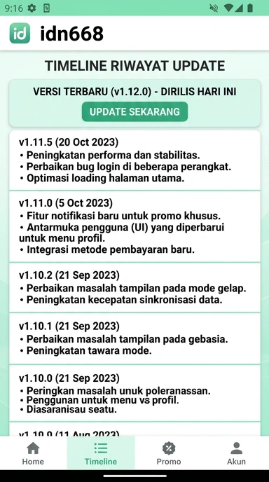 Riwayat Versi Aplikasi idn668 untuk Pengguna Android
